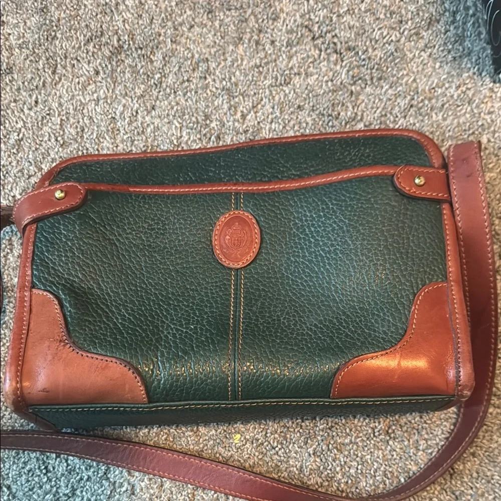 Green and Brown Leather Shoulder Bag - Picture 1 of 4